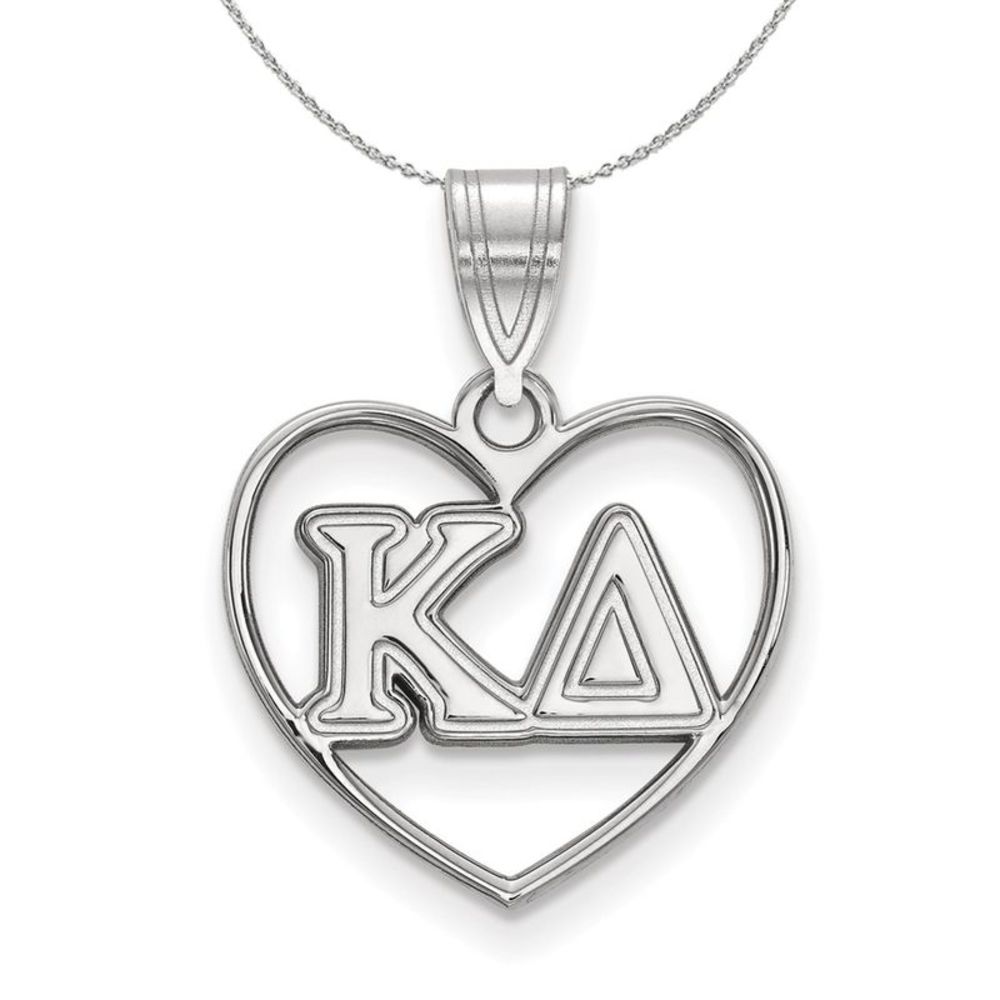 Sterling Silver Kappa Delta Heart Greek Necklace - 16 Inch